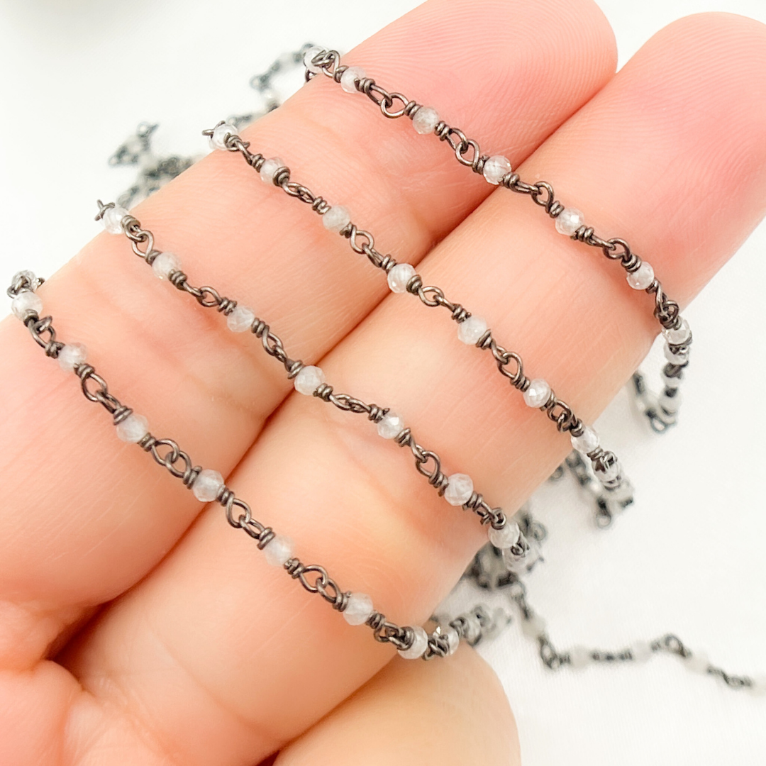 White Zircon Oxidized Wire Chain.