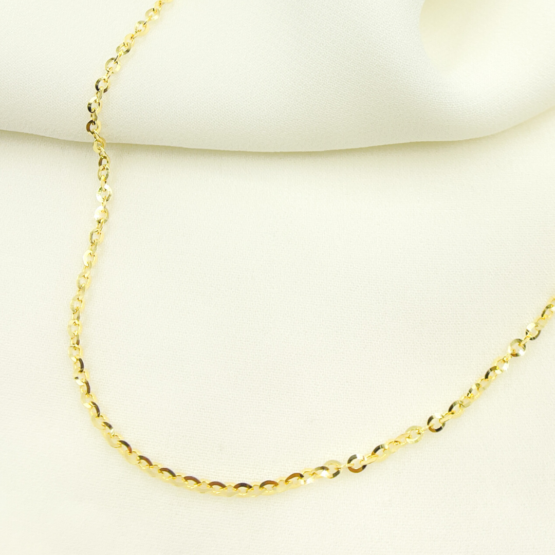 14K Solid Gold Flat Cable Chain