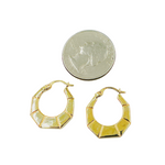 Load image into Gallery viewer, 14K Solid Gold Hexagon Hoop
