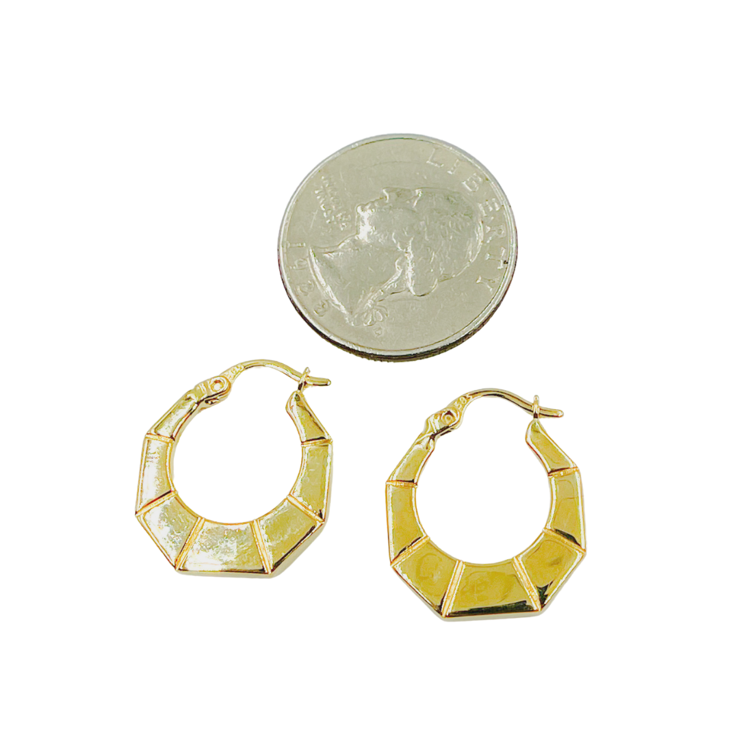 14K Solid Gold Hexagon Hoop