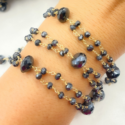 Coated Black Spinel Gold Plated Wire Chain