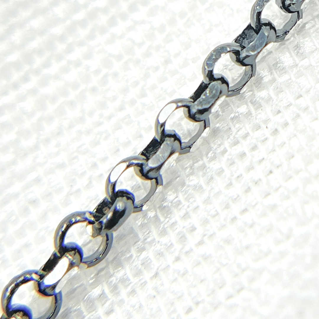 Black Rhodium & White Sterling Silver Rolo Chain