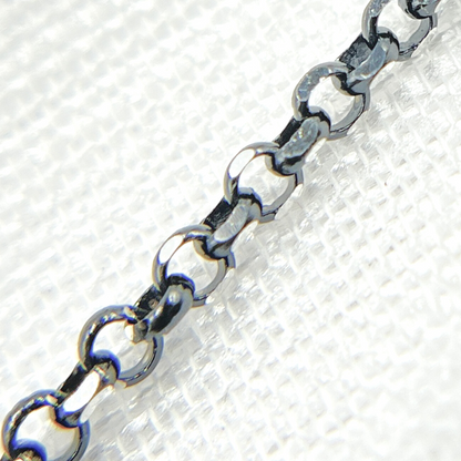 Black Rhodium & White Sterling Silver Rolo Chain
