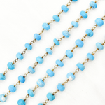 Load image into Gallery viewer, Turquoise Rondel Shape Gold Plated Wire Chain. TRQ49

