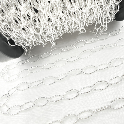 Y82SS. Sterling Silver Diamond Cut Oval Link Chain