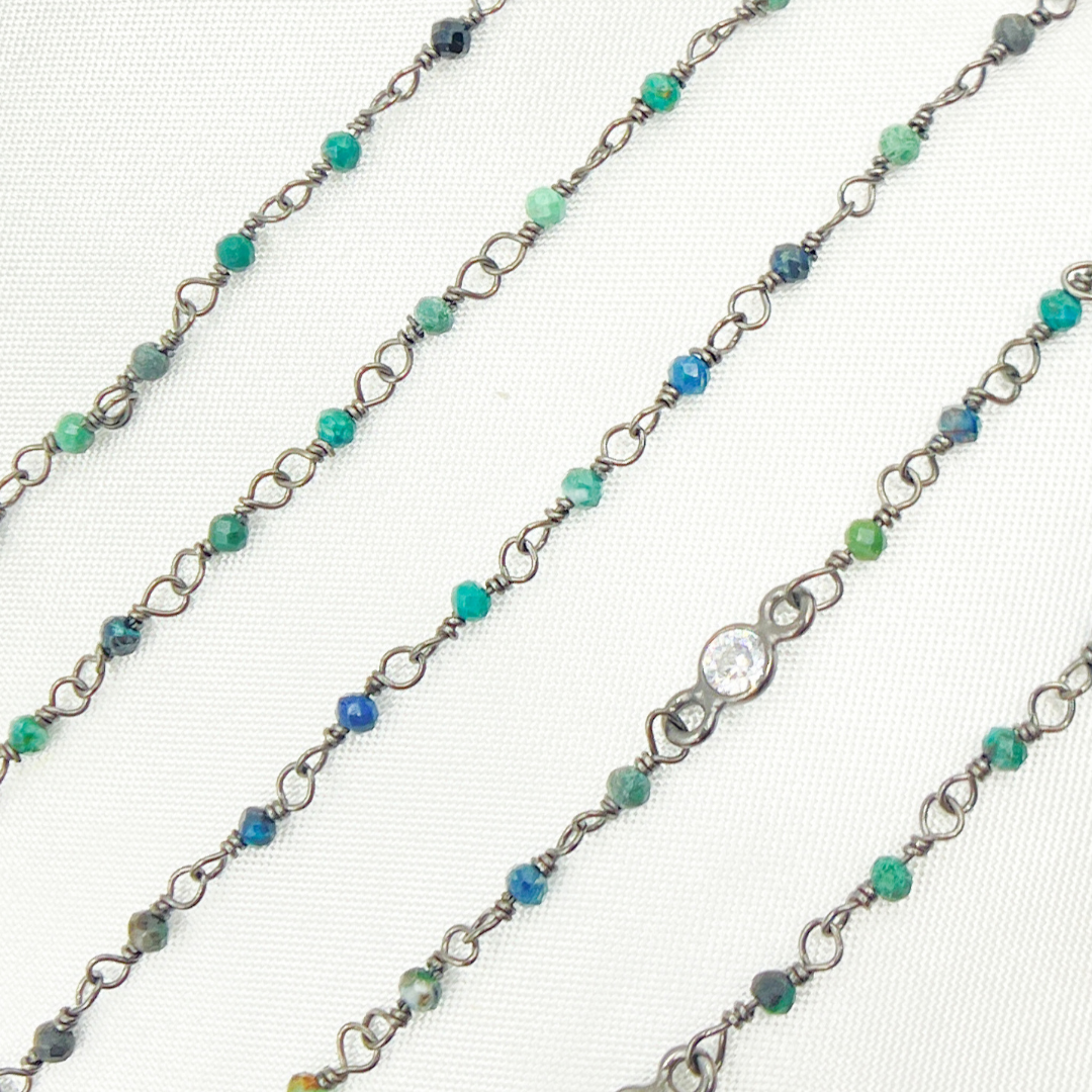 Chrysocolla and C.Z. Oxidized Wire Chain.