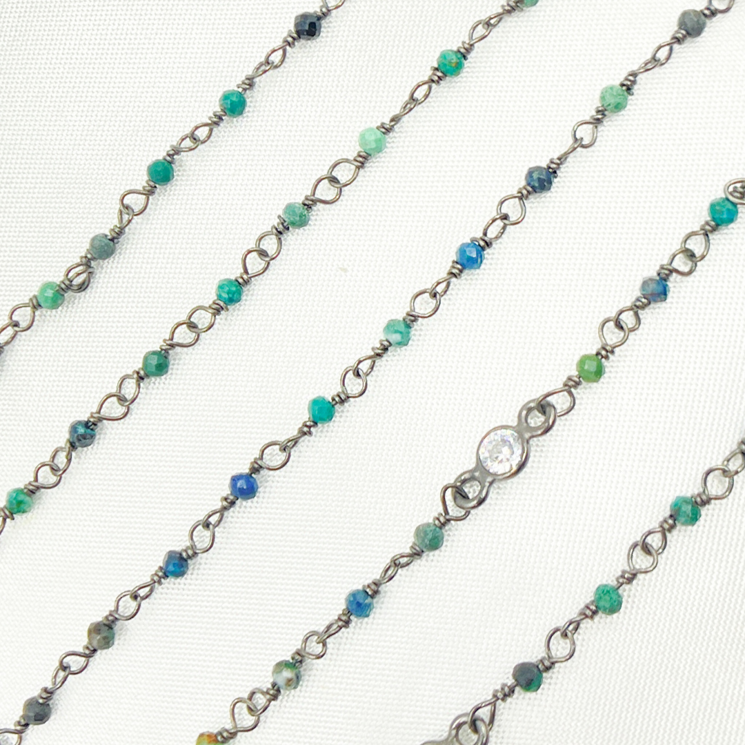 Chrysocolla and C.Z. Oxidized Wire Chain. CSO7