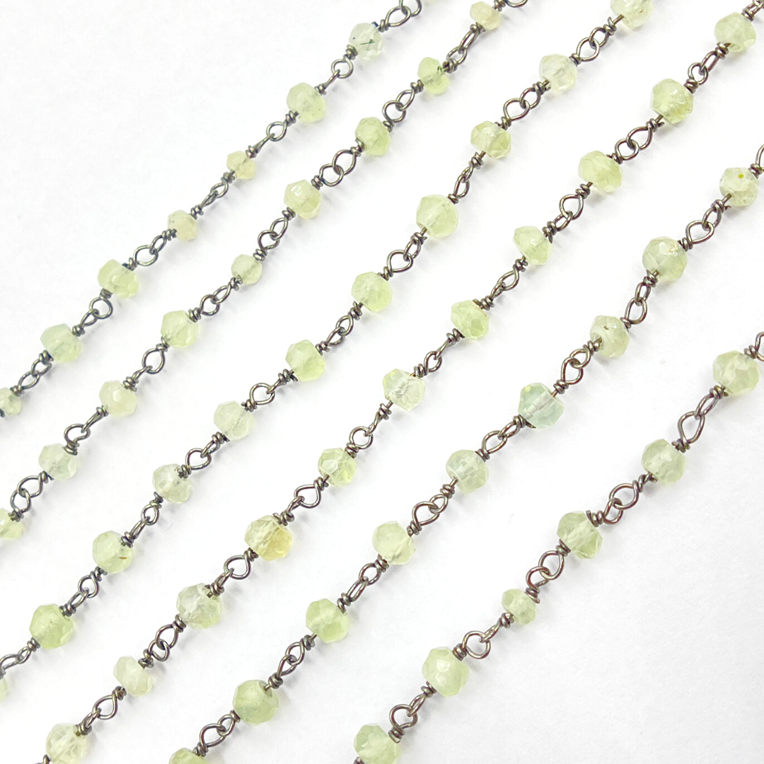 Prehnite Oxidized 925 Sterling Silver Wire Chain