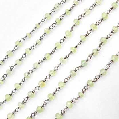 Prehnite Oxidized 925 Sterling Silver Wire Chain