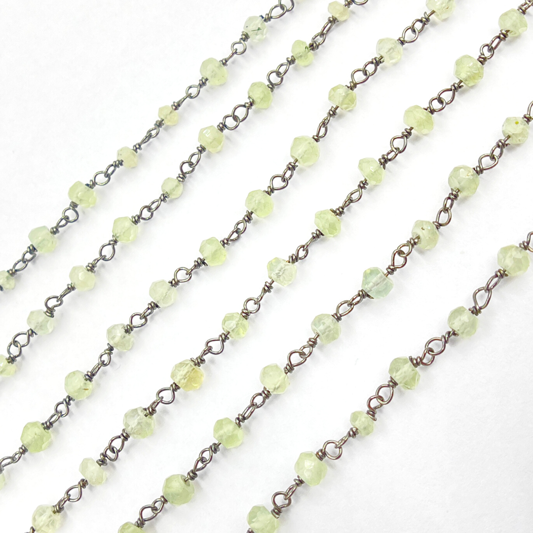 Prehnite Oxidized 925 Sterling Silver Wire Chain. CPR01