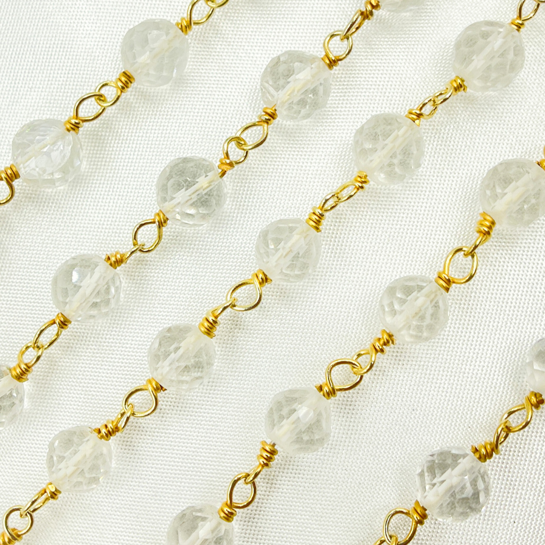 Crystal Round Gold Plated Wire Chain