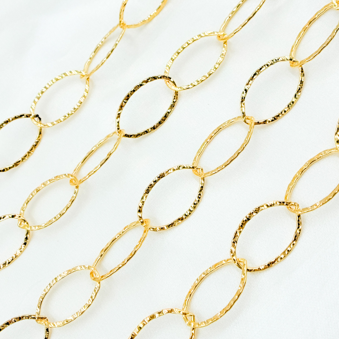 14k Gold Filled Hammered Oval Link Chain.  674KGF