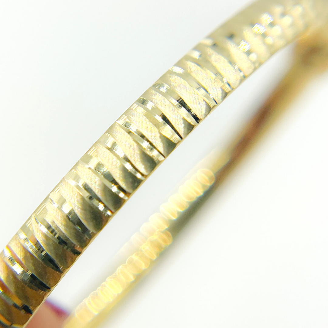 14K Solid Gold Matte Textured Bangle