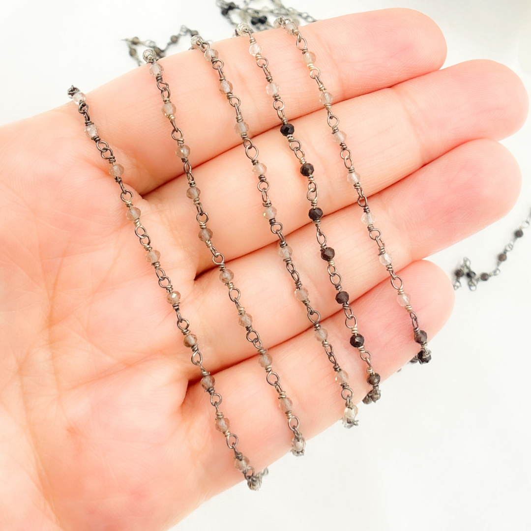Shaded Smoky Quartz Oxidized Wire Chain