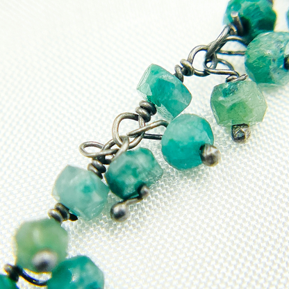 Emerald Cluster Dangle 3.5mm Oxidized Wire Chain.