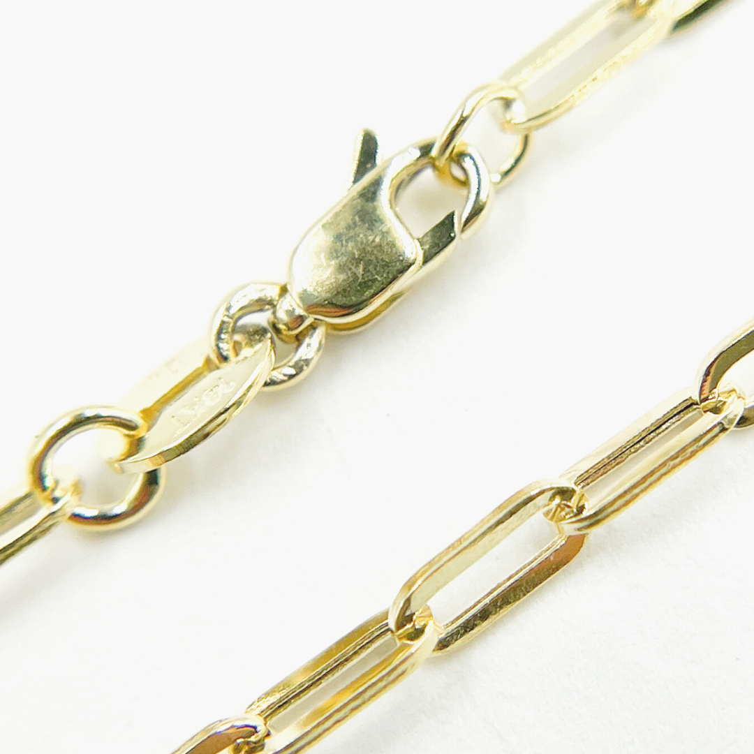 14K Solid Gold Flat Paperclip Necklace