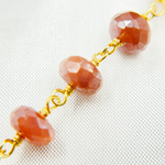 Load image into Gallery viewer, Coated Peach Moonstone Gold Plated Wire Chain. CMS78
