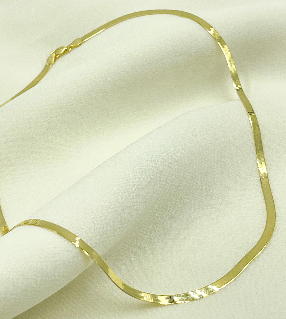14K Solid Gold Herringbone Chain