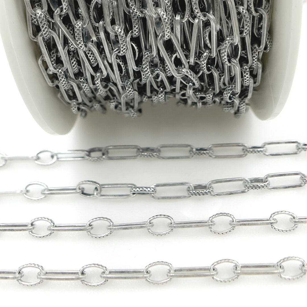 Oxidized 925 Sterling Silver Paperclip Chain. V169OX