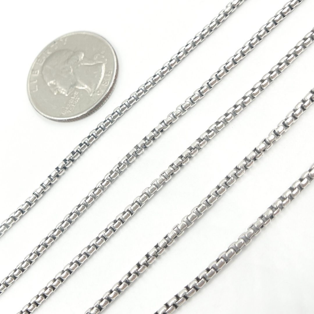 Oxidized 925 Sterling Silver Round Box Chain. Y49OX