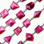 Load image into Gallery viewer, Coated Red Quartz Rectangle Shape Bezel Oxidized Wire Chain. CQU48
