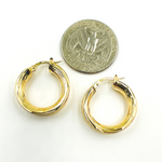 Load image into Gallery viewer, 14K Solid Gold Flat Diamond Cut Hoop Earrings