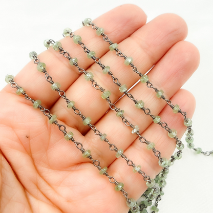 Green Kyanite Oxidized Wire Chain