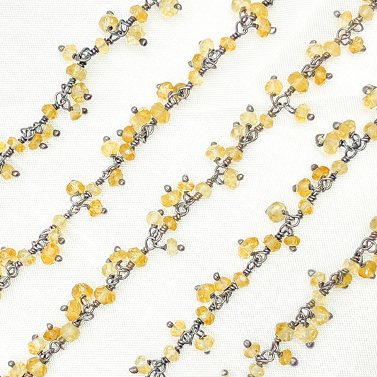 Citrine Cluster Dangle Oxidized Wire Chain