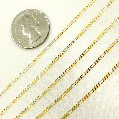 14K Solid Yellow Gold Figaro Link Chain
