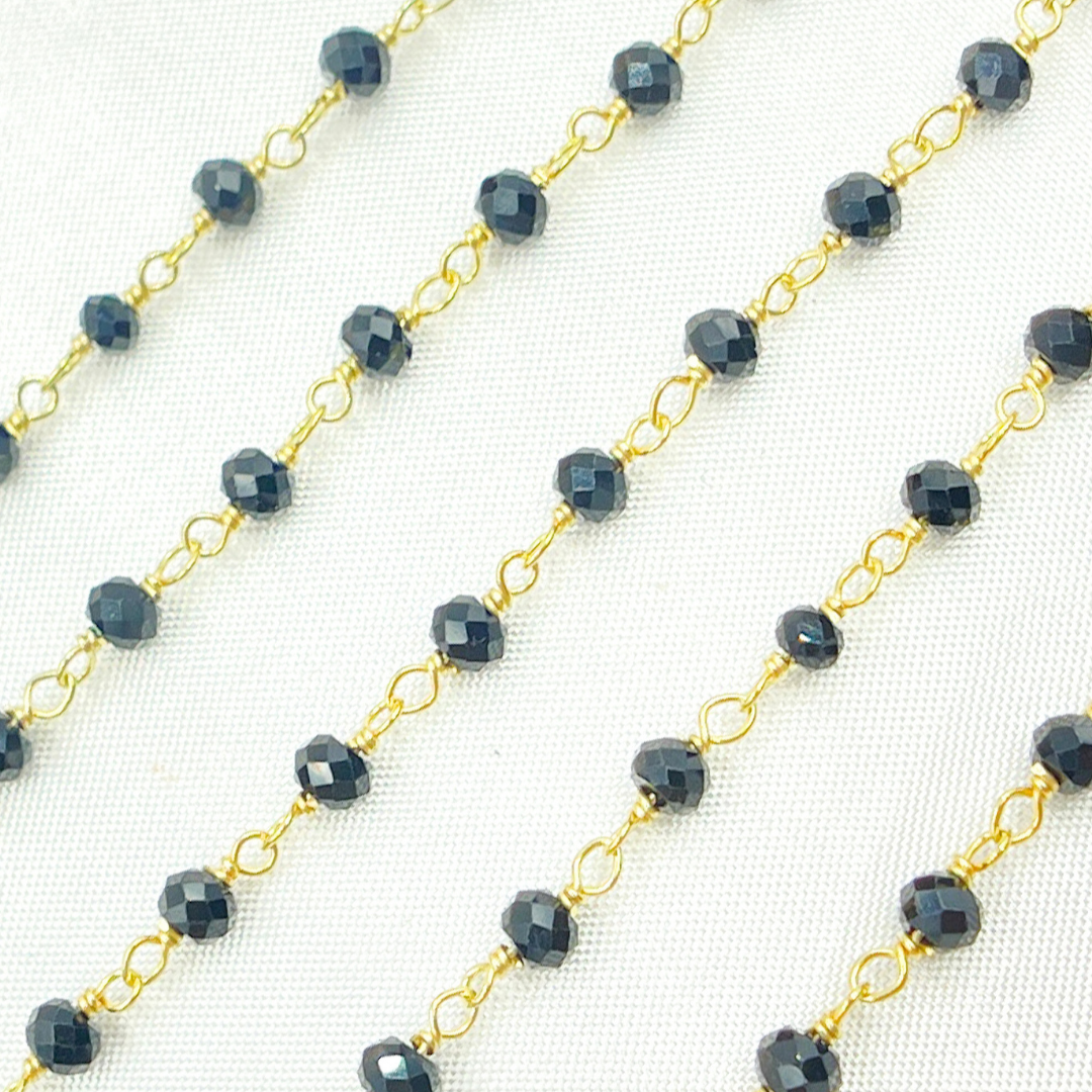 Black Spinel Gold Plated Wire Chain