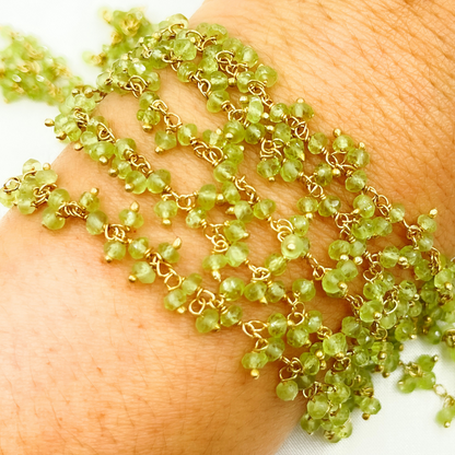 Peridot Cluster Dangle Gold Plated Wire Chain.