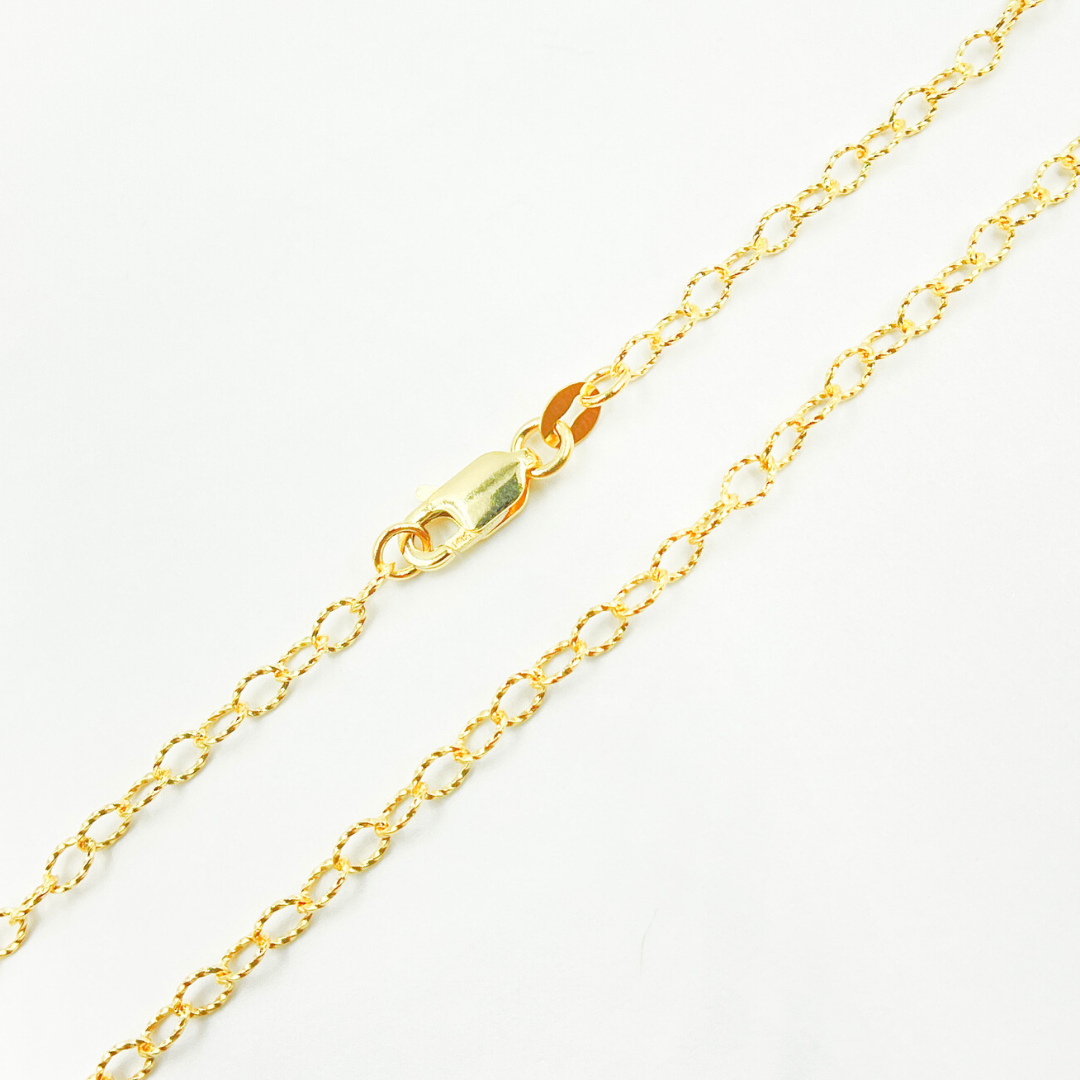 14K Solid Gold Hammered Cable Necklace.