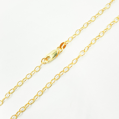 14K Solid Gold Hammered Cable Necklace.