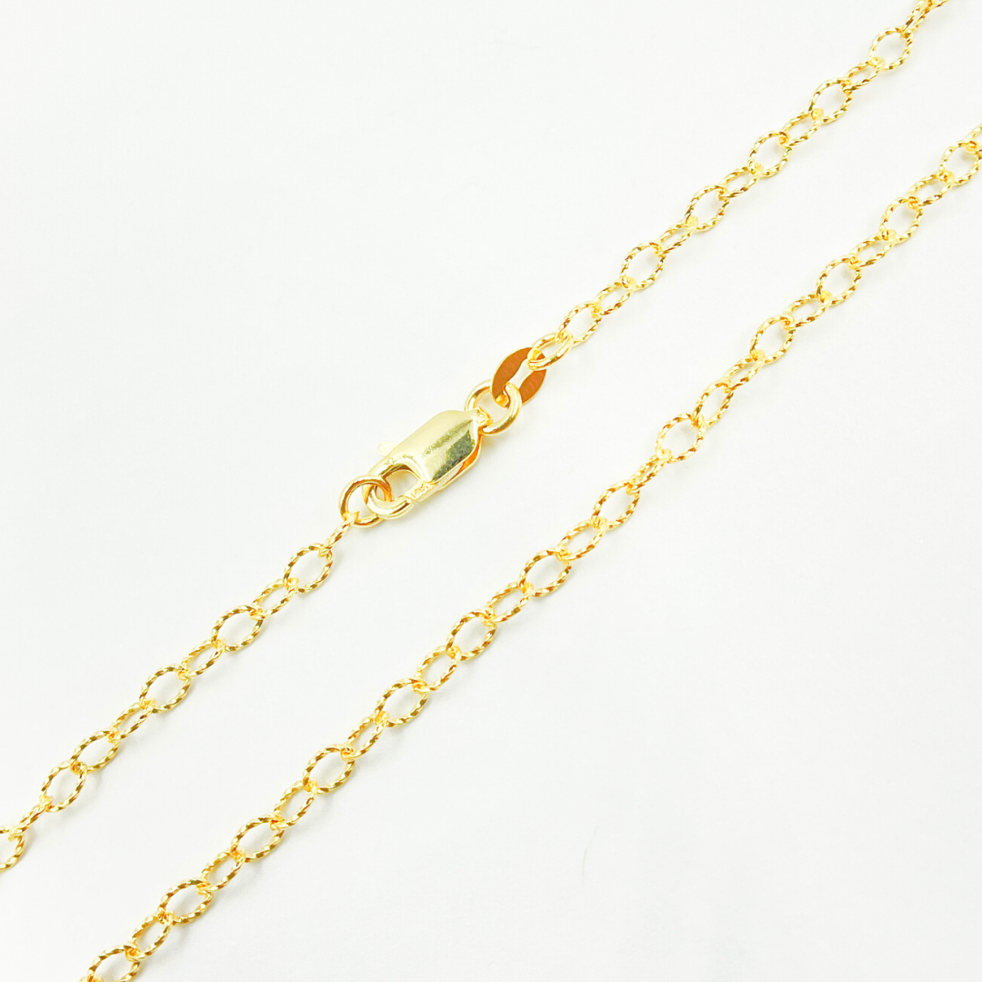 14K Solid Gold Hammered Cable Necklace. 045O03