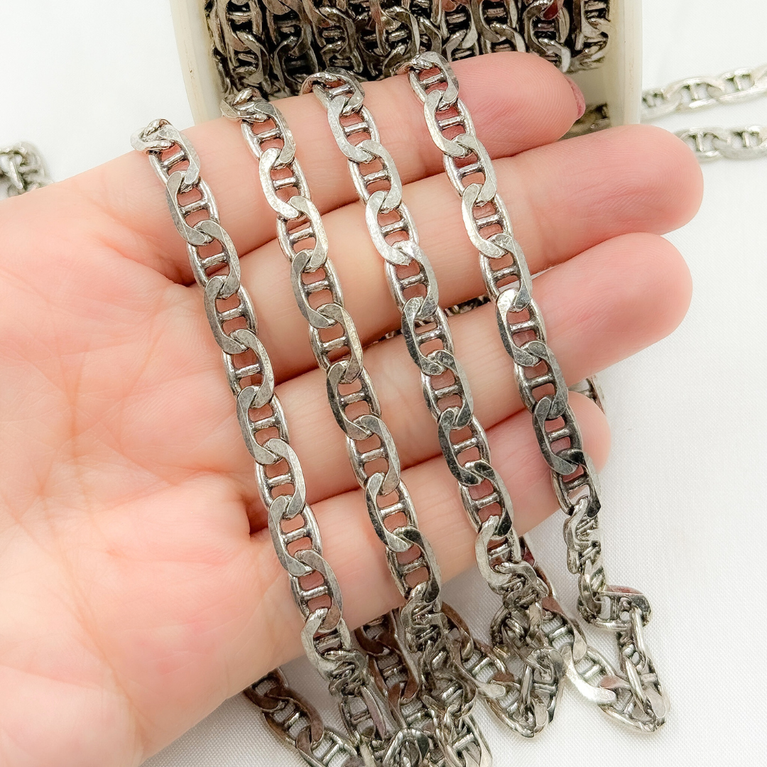 Oxidized 925 Sterling Silver Flat Marina Chain. Y78OX