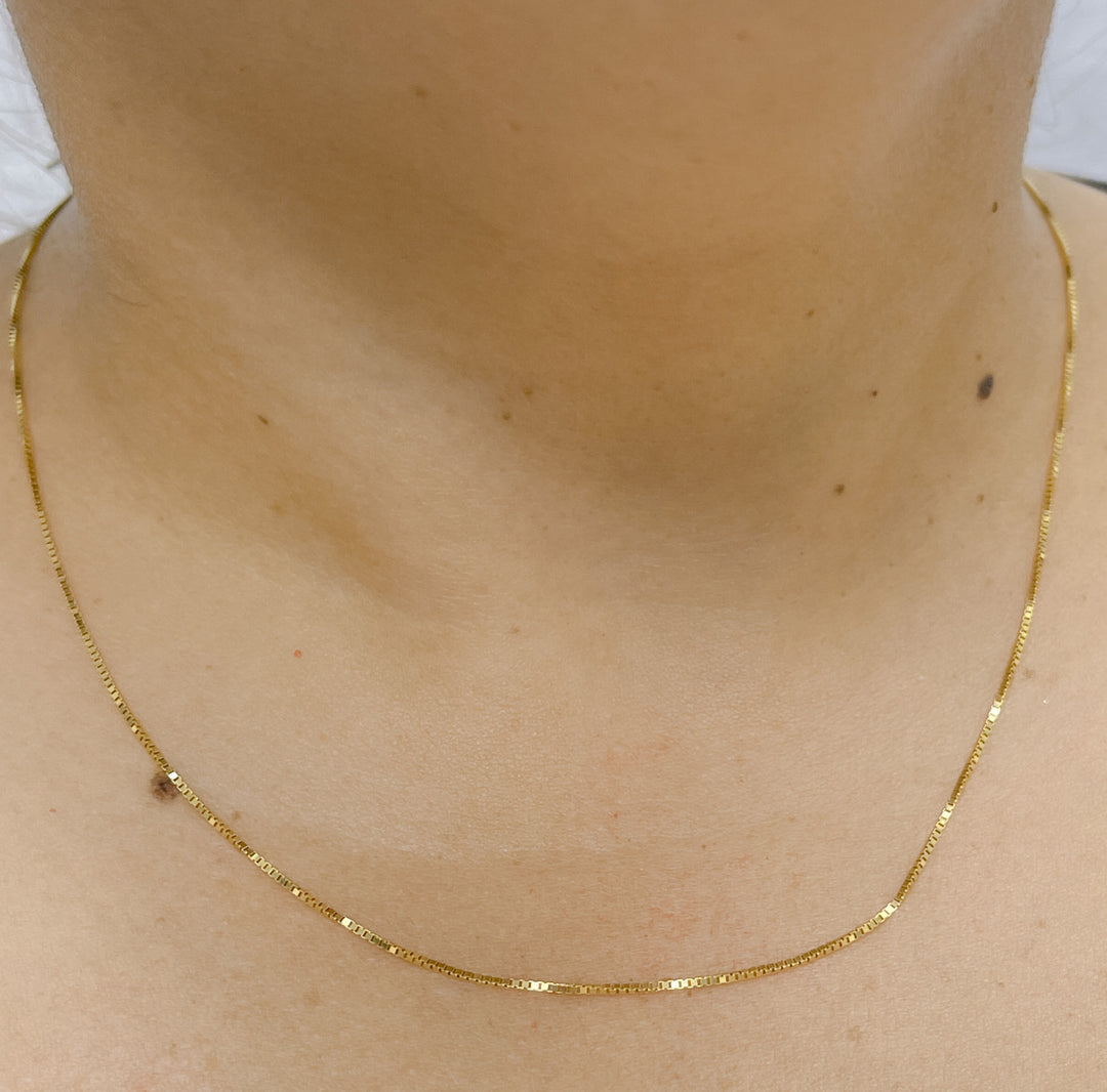 058VED. 14K Solid Gold Link Box Chain