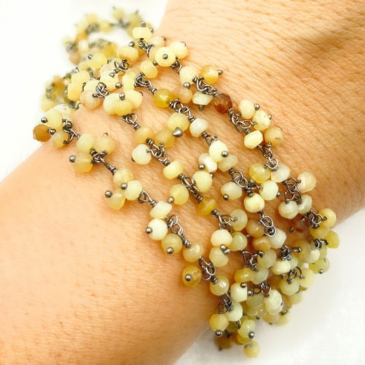 Yellow Opal Cluster Dangle Oxidized Wire Chain