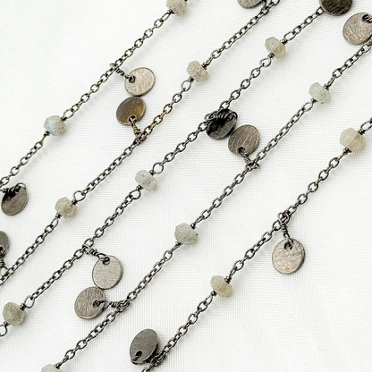 Labradorite and Dangle Disc Oxidized Wire Chain.