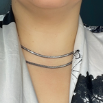 Load image into Gallery viewer, 0502213SB. Black Rhodium and White Sterling Silver Flat Wheat Necklace
