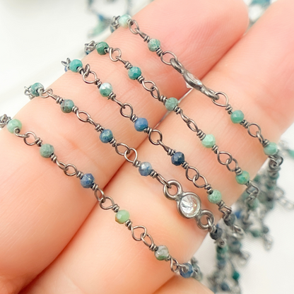 Chrysocolla and C.Z. Oxidized Wire Chain.