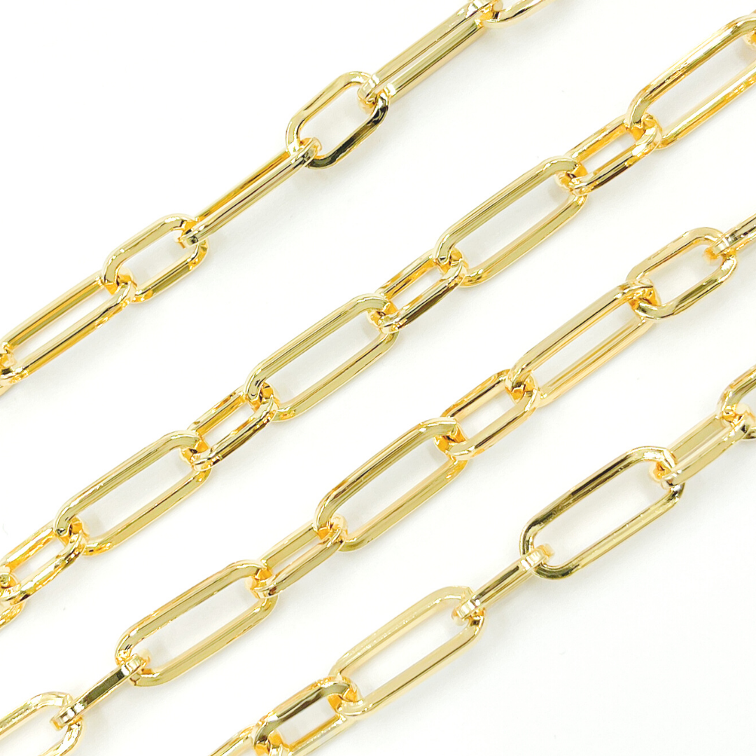 Gold Plated 925 Sterling Silver Flat Paper Clip Chain. V139GP