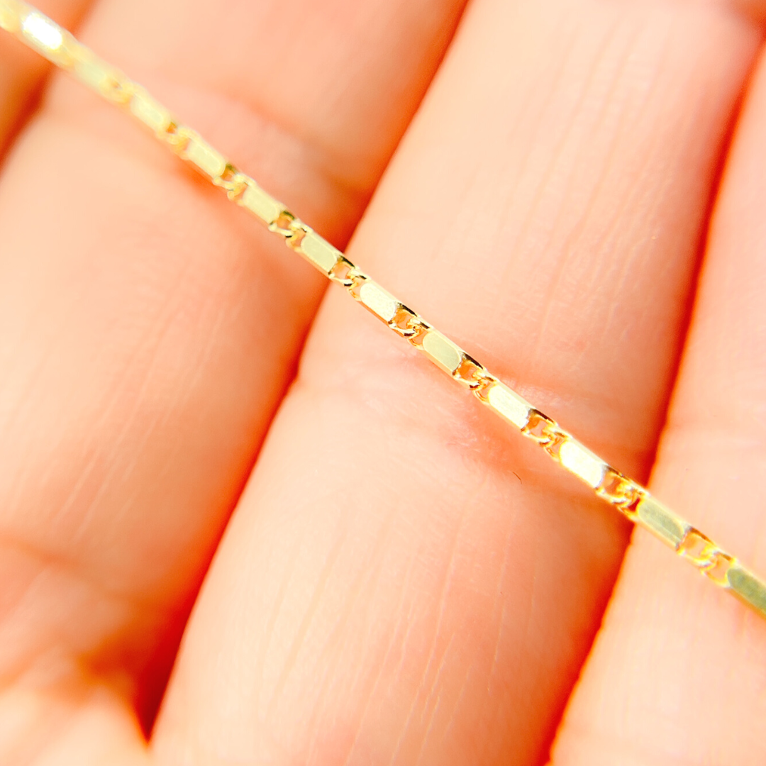 14K Solid Gold Bars Chain