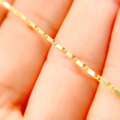 14K Solid Gold Bars Chain